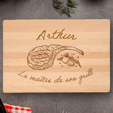 Tagliere massiccio con incisione, motivo Grill Master
