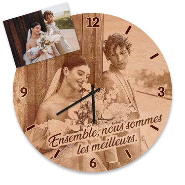 Orologio da parete in legno - foto personalizzate, rotondo 50 cm